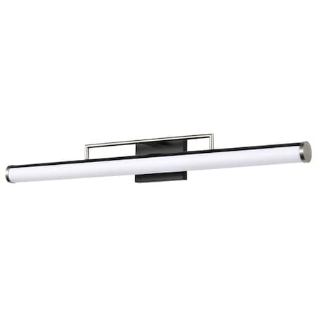 Nuvo Solano LED Large Vanity, Black and Brushed Nickel Finish, White Acrylic Lens 62/659